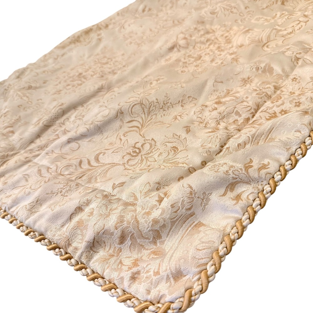 Damask Pillow Sham Champagne Gold Floral Trellis Corded Trim Queen King